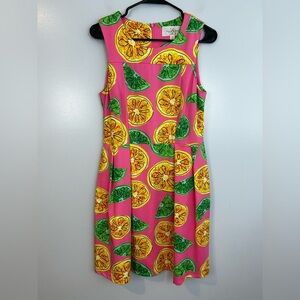 JB by Julie Brown Pink Lemon/Lime Sleeveless Neon Mini Dress Size Medium
